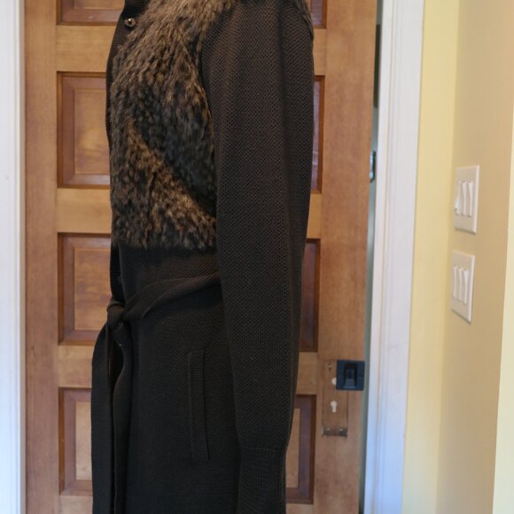 Elie Tahari Oriana Sweater Dress Womens Size Large Merino Wool Rabbit Fur - Picture 8 of 12